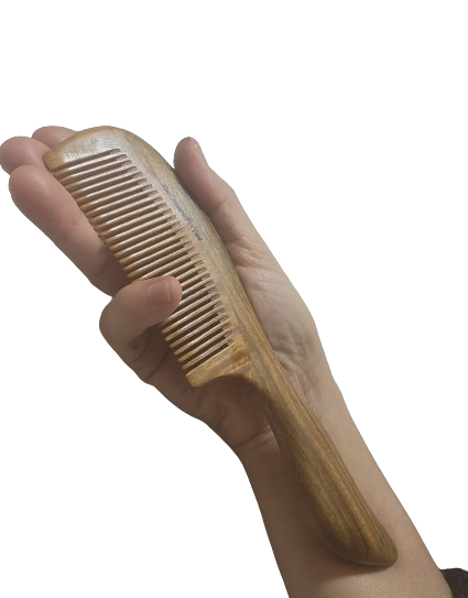 Yin Yangsheng Comb | Wide-Toothed Green Sandalwood Comb | For Thick Curly Hair | Detangling Comb