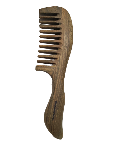 Yin Yangsheng Comb | Wide-Toothed Green Sandalwood Comb | For Thick Curly Hair | Detangling Comb