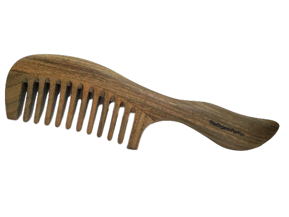 Yin Yangsheng Comb | Wide-Toothed Green Sandalwood Comb | For Thick Curly Hair | Detangling Comb
