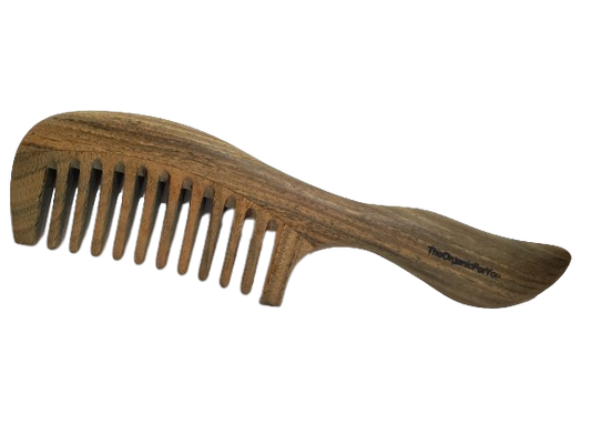 Yin Yangsheng Comb | Wide-Toothed Green Sandalwood Comb | For Thick Curly Hair | Detangling Comb