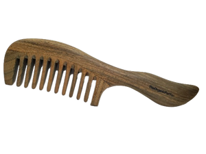 Yin Yangsheng Comb | Wide-Toothed Green Sandalwood Comb | For Thick Curly Hair | Detangling Comb