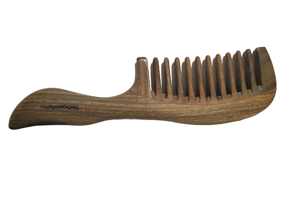 Yin Yangsheng Comb | Wide-Toothed Green Sandalwood Comb | For Thick Curly Hair | Detangling Comb