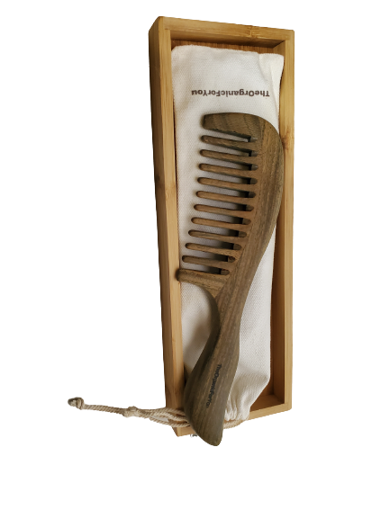Yin Yangsheng Comb | Wide-Toothed Green Sandalwood Comb | For Thick Curly Hair | Detangling Comb