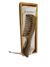 Load image into Gallery viewer, Yin Yangsheng Comb | Wide-Toothed Green Sandalwood Comb | For Thick Curly Hair | Detangling Comb
