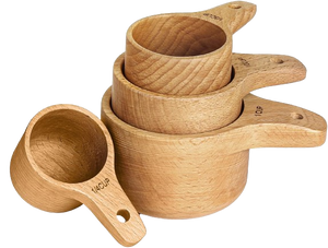Natural Wood Nesting Measuring Cup | Spoon Set