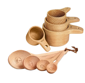 Natural Wood Nesting Measuring Cup | Spoon Set