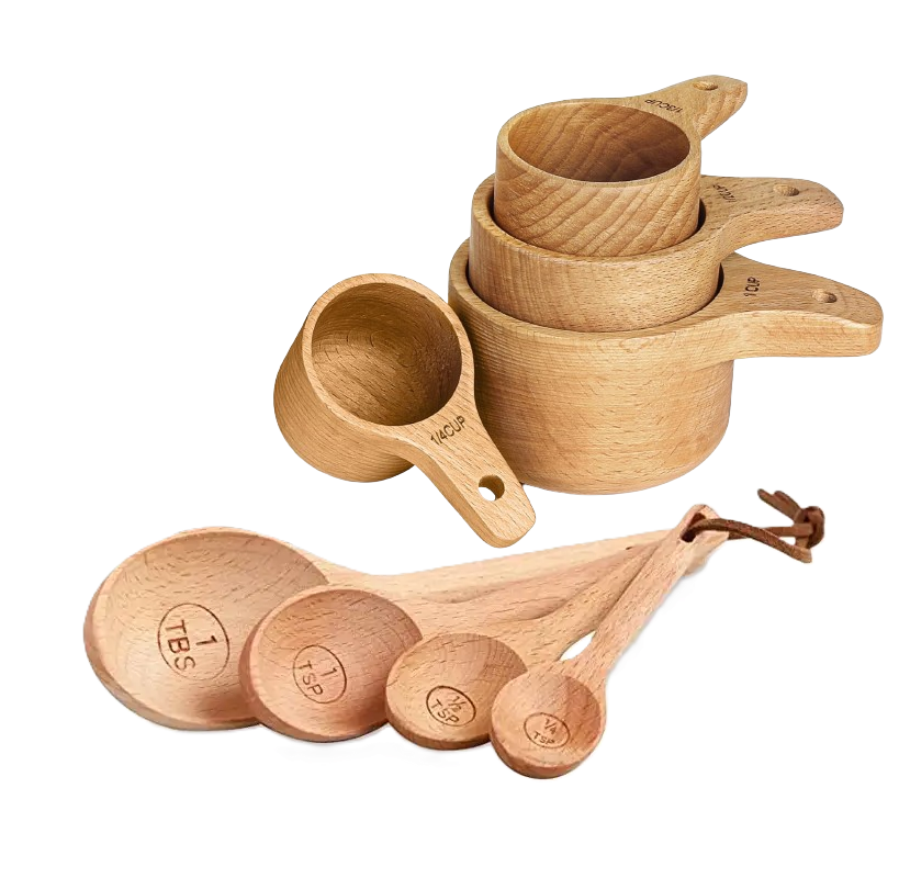Natural Wood Nesting Measuring Cup | Spoon Set