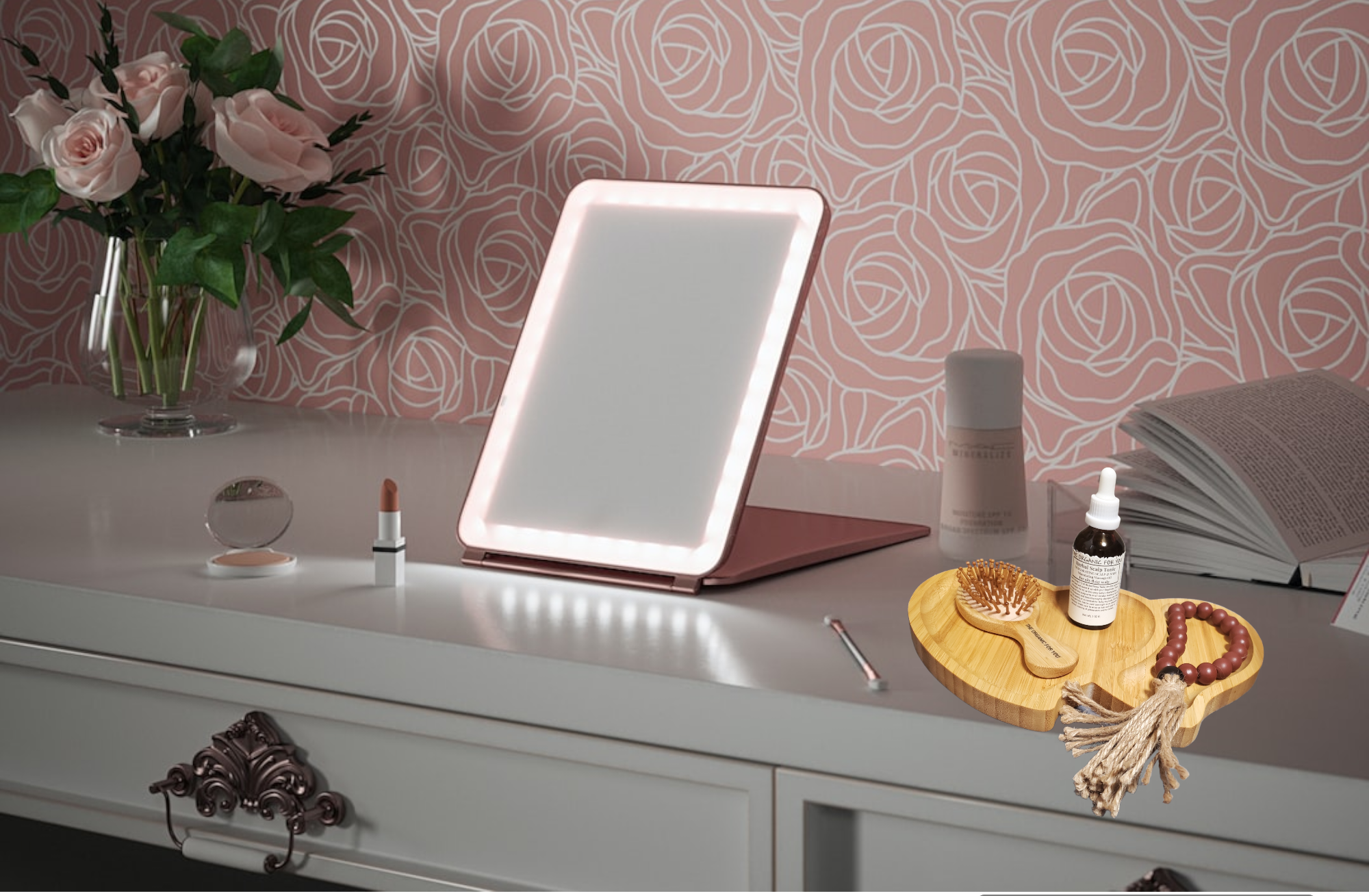 Bamboo Heart Vanity Tray | Cosmetic Tray | Tea Tray | Spa Tray | Ritual Tools