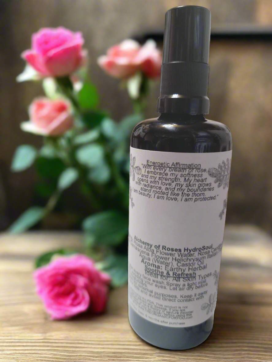 Use Alchemy of Roses Hydrosoul as a daily ritual to awaken your face and hair, uplift your spirit, and connect with the timeless magic of the rose.