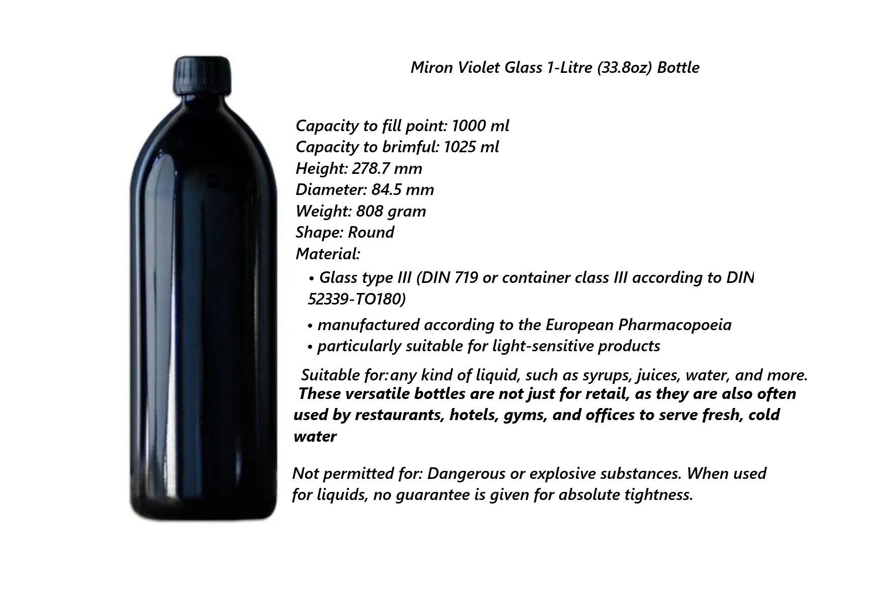 Pre-Order | Pack of 12 | Miron Violet Glass Bottles & Jars