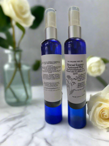 These alchemical mists hydrate, tone, and plump the skin while naturally balancing its pH (~5.5) to support the protective acid mantle. They improve skin tone, enhance absorption of oil-based moisturizers, and can be used on the face and body, as well as for home fragrance, linens, and aromatherapy.