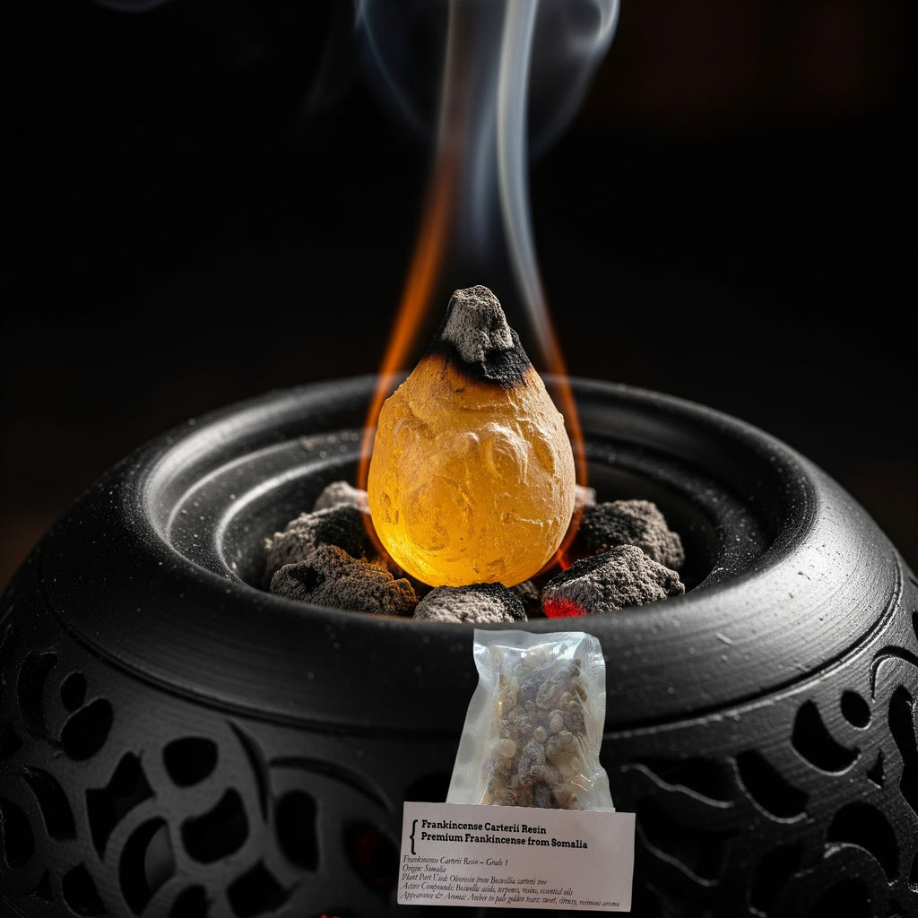The dried frankincense tears should be stored in an airtight container in a cool, dry place.