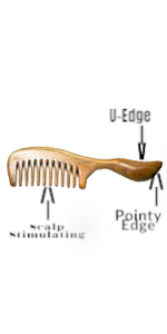 Yin Yangsheng Comb | Wide-Toothed Green Sandalwood Comb | For Thick Curly Hair | Detangling Comb