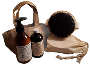 Ayurveda Dry Skin Brush | Soft Boar Bristles | Gift Spa Bundle