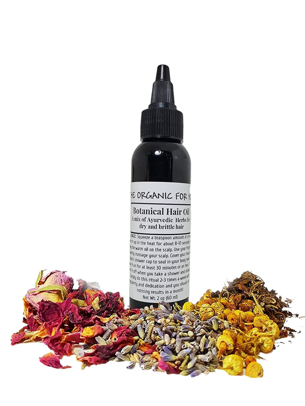 Botanical Hair Oil | Herbal Hot Oil | Scalp Treatment | for Dry and Brittle Hair | 2 oz | Squeeze Bottle