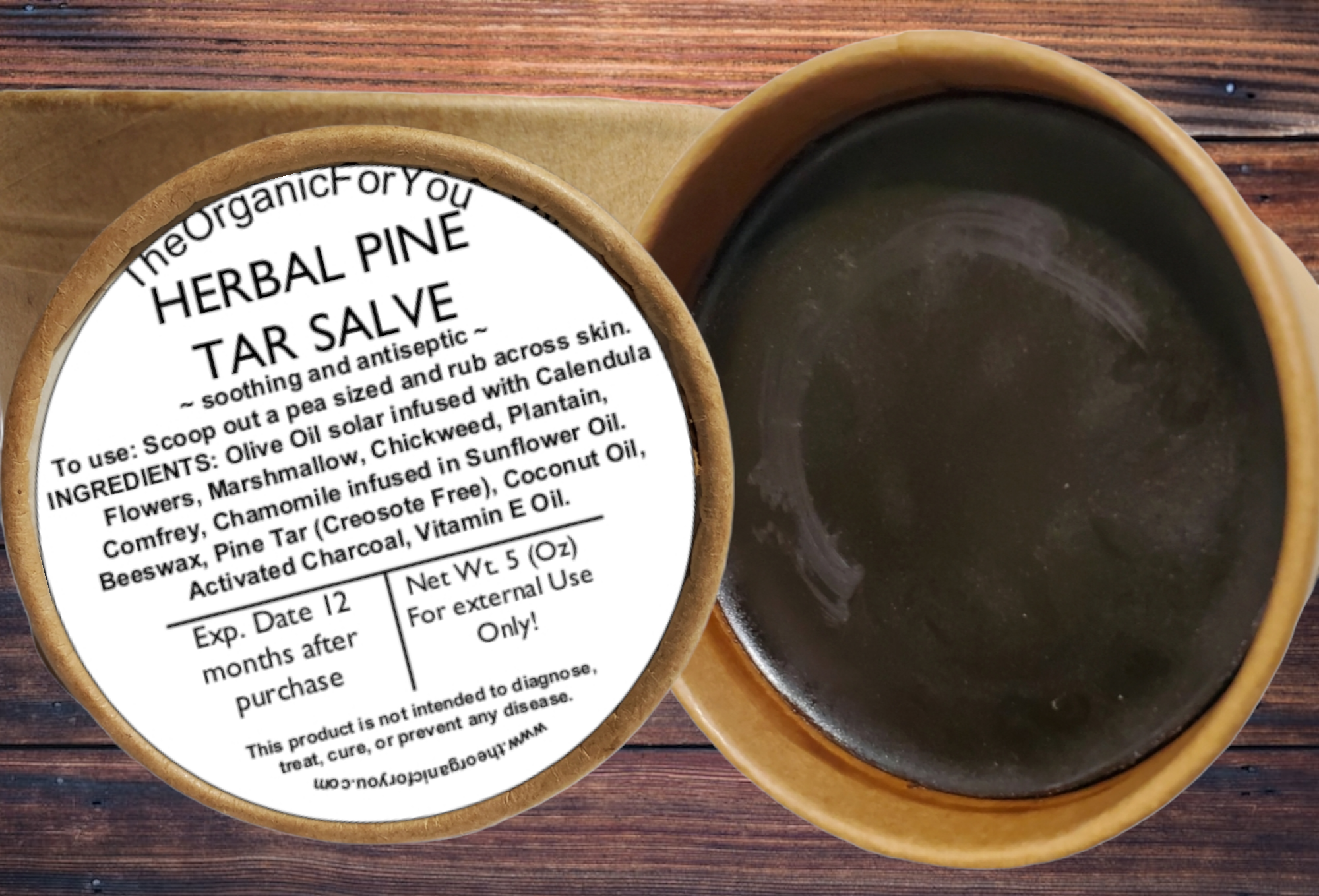   What it is: A therapeutic salve made from pine tar (derived from burning pine wood/sap) that has been processed to remove creosote, a byproduct that can irritate sensitive skin.